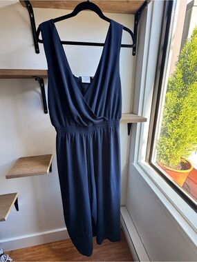 Junarose Navy V-Neck Wrap Maxi Dress